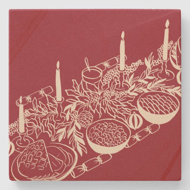 Posavasos De Piedra Personalized Merry Christmas Table Minimal Design (Anverso)