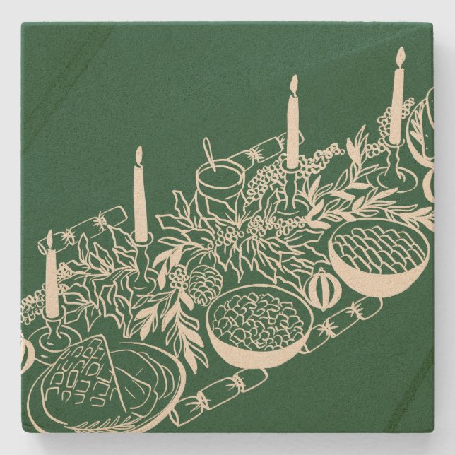 Posavasos De Piedra Personalized Merry Christmas Table Minimal Design (Anverso)