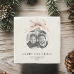 Posavasos De Piedra "Personalized Merry Christmas with Photo Gift<br><div class="desc">"Add a festive touch to your holiday gatherings with this Personalized Merry Christmas Stone Coaster, featuring your custom photo in a beautiful ornament design. This durable stone coaster makes a thoughtful holiday gift or keepsake, perfect for protecting surfaces while adding warmth to your home décor. Personalize it with a favorite...</div>