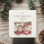 Posavasos De Piedra "Personalized Merry Christmas with Photo & Name<br><div class="desc">"Add a personal touch to your holiday gatherings with this Personalized Merry Christmas Coaster, complete with space for a custom photo and name. Ideal as a thoughtful gift or festive addition to your home decor, this coaster features a cheerful 'Merry Christmas' message, making it a wonderful keepsake. Perfect for protecting...</div>