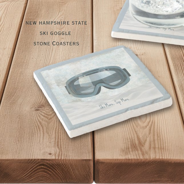 Posavasos De Piedra Personalized New Hampshire Ski Stone Coaster (New Hampshire ski goggle personalized coasters)