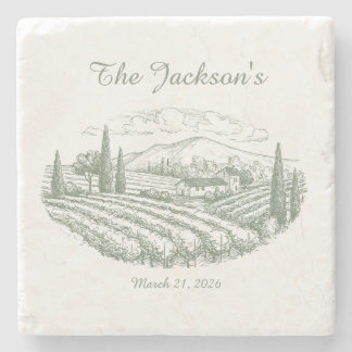 Posavasos De Piedra Personalized Vineyard Wedding Coasters