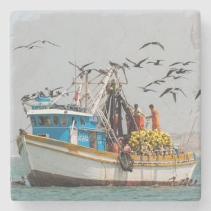Posavasos De Piedra Perú, Los Organos. Barco de pesca en Los Organos