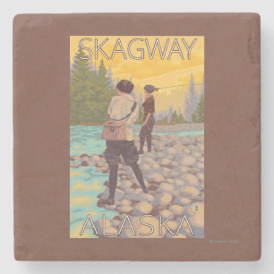 Posavasos De Piedra Pesca con mosca de las mujeres - Skagway, Alaska
