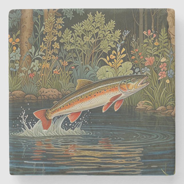 Posavasos De Piedra Pesca con mosca rusa (Anverso)