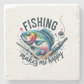 Posavasos De Piedra Pesca con regalo de pescador me hace feliz