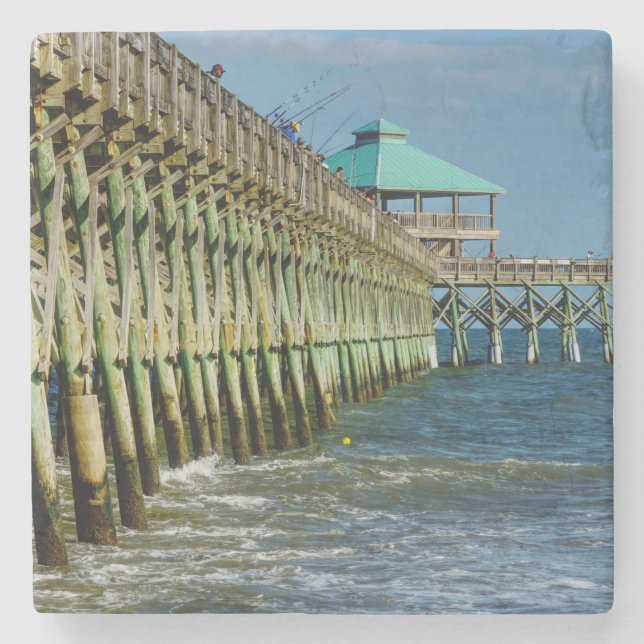 Posavasos De Piedra Pesca de muelle (Anverso)