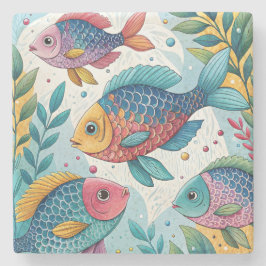 Posavasos De Piedra Pescado arco iris bajo el agua