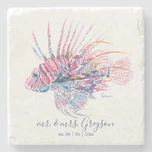 Posavasos De Piedra Pescado tropical Linonfish Favoritos de boda