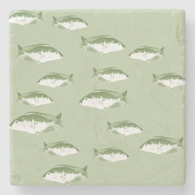 Posavasos De Piedra Pescado verde oliva (Anverso)