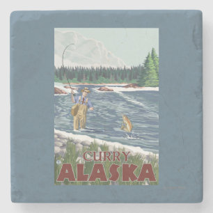 Posavasos De Piedra Pescador de la mosca - curry, Alaska