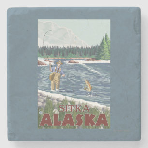 Posavasos De Piedra Pescador de la mosca - Sitka, Alaska