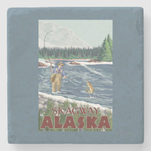 Posavasos De Piedra Pescador de la mosca - Skagway, Alaska