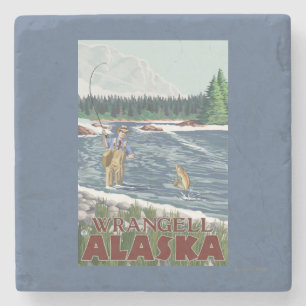 Posavasos De Piedra Pescador de la mosca - Wrangell, Alaska