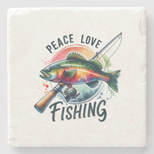 Posavasos De Piedra Pescador Regalo Paz Pesca