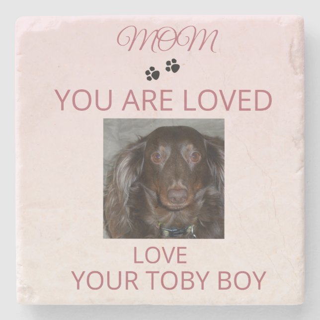 Posavasos De Piedra Pet Mom Love Photo Stone Art (Anverso)