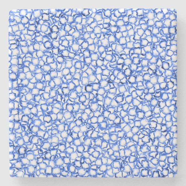 Posavasos De Piedra Pétalas Azules Generadas por Computadora (Anverso)