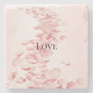 Posavasos De Piedra Pétalos rosa rosados de Rubor románticos