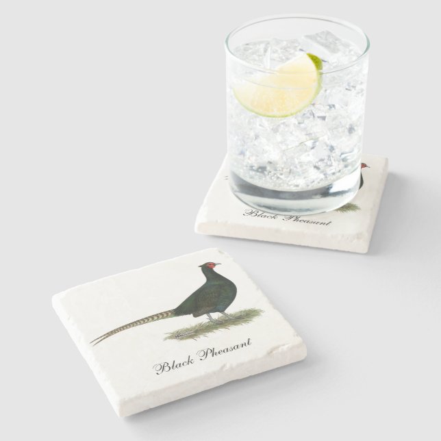 Posavasos De Piedra Pheasant Black Roooster (Lateral)