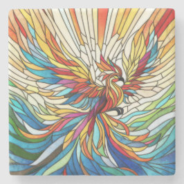 Posavasos De Piedra Phoenix Rising - mosaico de colores