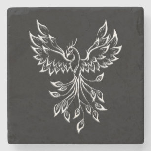 Posavasos De Piedra Phoenix se eleva al negro