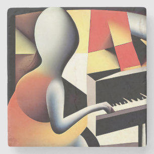 Posavasos De Piedra Piano Player - Arte de aerógrafo