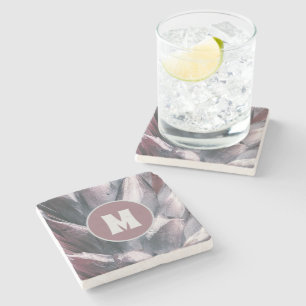 Posavasos De Piedra Picos de Piña Pintados de Plata Únicos Abstractos