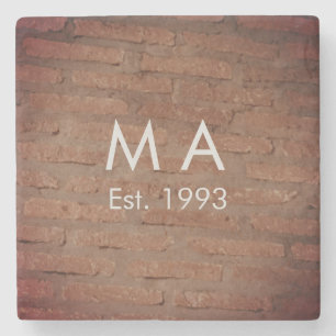 Posavasos De Piedra Piedra de ladrillo rústico marrón añadir nombre fe