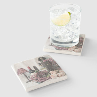 Posavasos De Piedra Piedra de montaña excesiva vino y uvas 