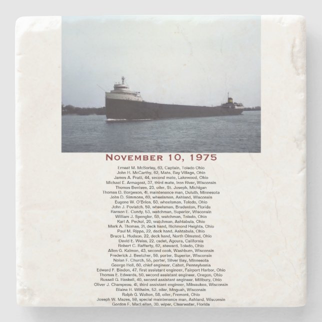 Posavasos De Piedra Piedra S.S. Edmund Fitzgerald Coaster (Anverso)
