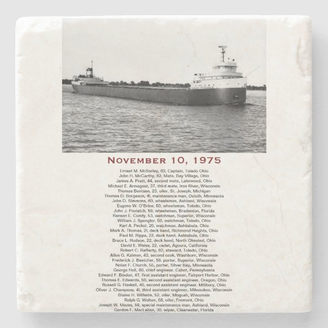 Posavasos De Piedra Piedra S.S. Edmund Fitzgerald Coaster (Anverso)