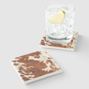 Posavasos De Piedra Piel de vaca blanco marrón