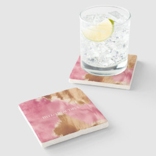 Posavasos De Piedra Piel de vaca de lechuga de crema marrón rosa occid