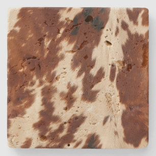 Posavasos De Piedra Piel de vaca negro crema marrón occidental