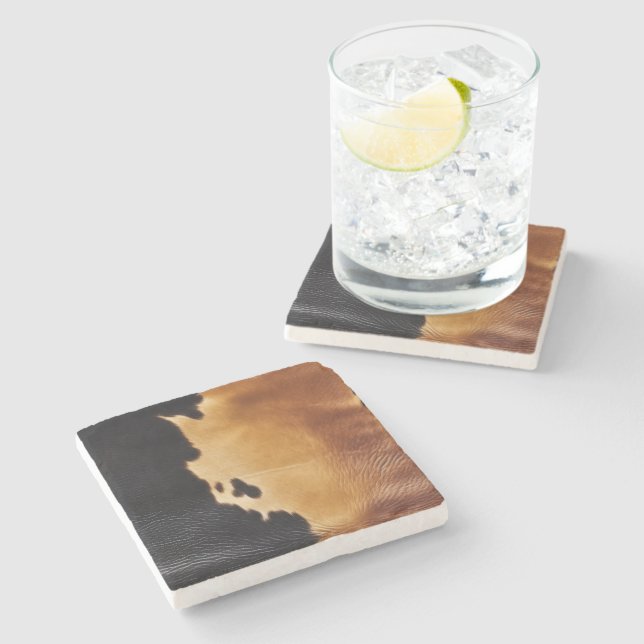 Posavasos De Piedra Piel de vaca negro marrón del suroeste (Lateral)