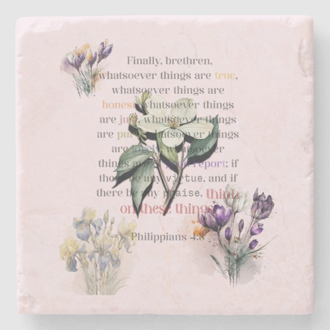 Posavasos De Piedra Piensen en estas cosas: la escritura (Anverso)