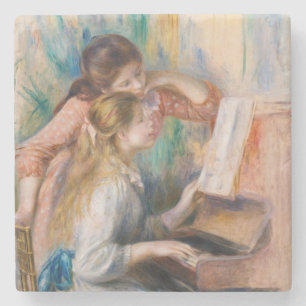 Posavasos De Piedra Pierre Auguste Renoir - Jóvenes niñas en el piano
