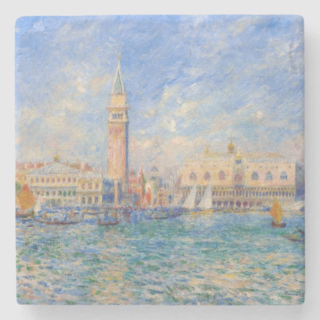 Posavasos De Piedra Pierre-Auguste Renoir - Venecia, el Palacio del Do (Anverso)