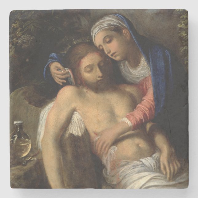 Posavasos De Piedra Pietà (María y Jesús) (por Adam Elsheimer) (Anverso)