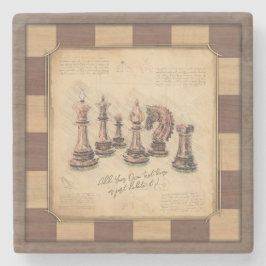 Posavasos De Piedra Piezas de ajedrez y ajedrez antiguas, regalo para 
