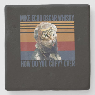 Posavasos De Piedra Piloto de gato Mike Echo Oscar Whisky Costume Rega