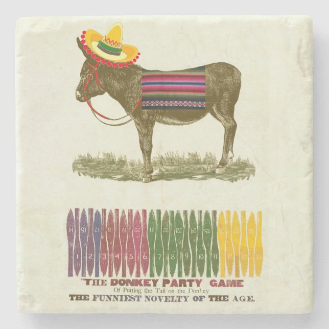 Posavasos De Piedra Pin the tail on the Donkey (Anverso)