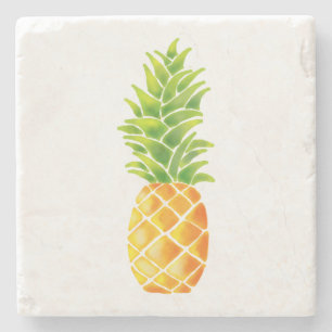 Posavasos De Piedra Piña anaranjada linda de la acuarela