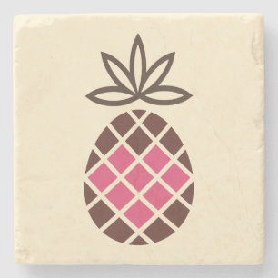 Posavasos De Piedra Piña de chocolate con corazón rosa