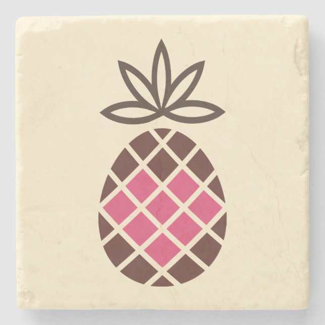 Posavasos De Piedra Piña de chocolate con corazón rosa (Anverso)