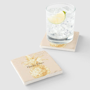 Posavasos De Piedra Piña de oro amarillo crema