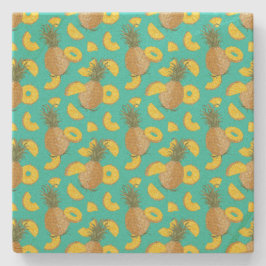 Posavasos De Piedra Piña En Color Turquesa