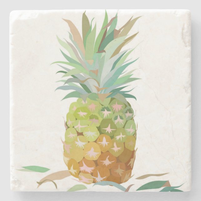 Posavasos De Piedra Piña exótica tropical (Anverso)