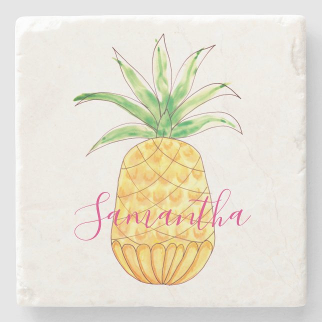 Posavasos De Piedra Piña personalizada (Anverso)