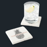 Posavasos De Piedra Piña rosa y gris acuarela | Su nombre<br><div class="desc">Piña rosa y gris acuarela | Su nombre</div>